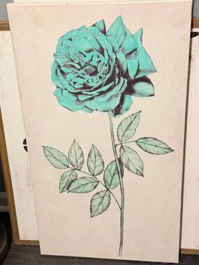 Teal Rose Canvas Wall Art – Modern Floral Decor